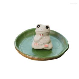 Tea Pets-Juego de accesorios para mascotas, rana de hoja de loto, decoración de mesa, adornos de ceremonia, soporte de incienso Zen para Yoga Artware