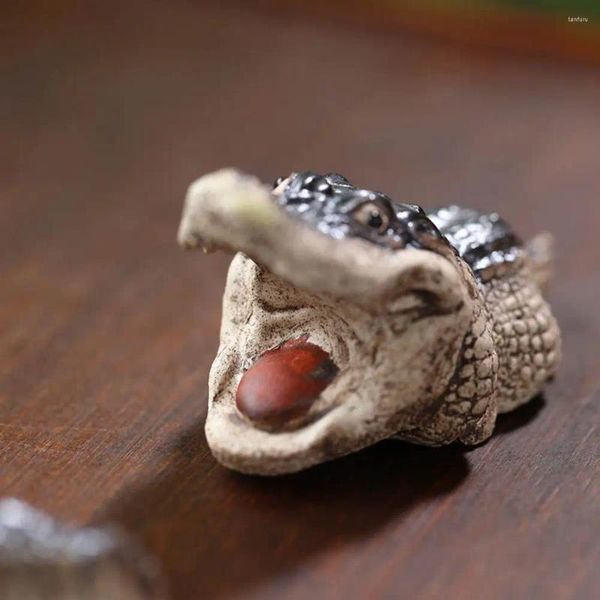 Tea Pets Neuartige Form Keramik-Haustier-Krokodil-Statue, handgefertigt, molliges Figuren-Set für