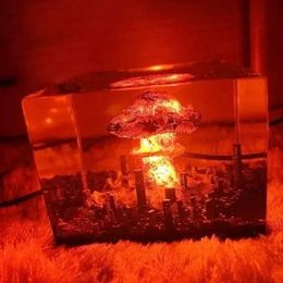 Thee Huisdieren Nucleaire Explosie Bom Vlamloze Lamp Paddestoel Wolk voor Binnenplaats Woonkamer Decor 3D Nachtlampje Oplaadbare Decoratie 231218