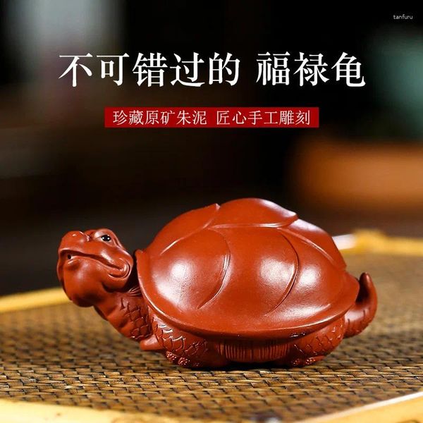 Thé animaux | minerai violet sable animal Ferro tortue petit endroit Dragon de Fortune, accessoires pour sa décoration de Table