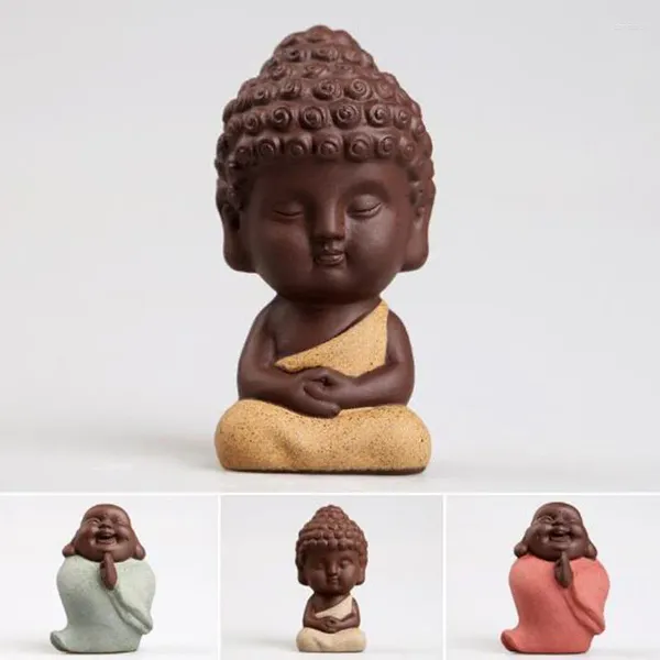 Statues de bouddha en porcelaine pour animaux de compagnie, petit moine, figurines de méditation Zen, cadeau créatif, décoration de maison pour salon de thé