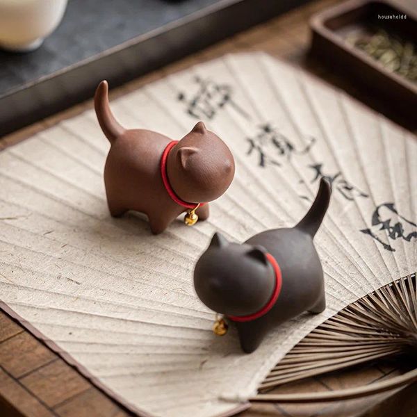 Té mascotas arcilla púrpura lindo gato cerámica conjunto de kungfú accesorios para decoración del hogar decoraciones artísticas gatito Teaware