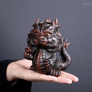 Thé animaux violet poterie Dragon chinois ornements pour animaux de compagnie mascotte Statues cérémonie ornement table artisanat