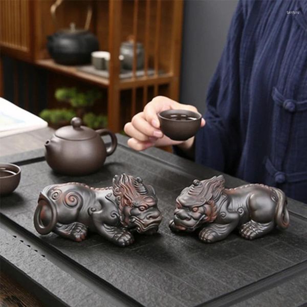 Pets de té Pottery Pixiu Pet puede criar la afortunada decoración del hogar de cerámica adornos de escultura de mesa china