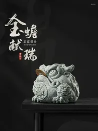 Tea Pets Qingsha Piedra Mascota Sapo Dorado Conjunto Chino Atraer Riqueza Mesa de Tres Patas Pequeña decoración