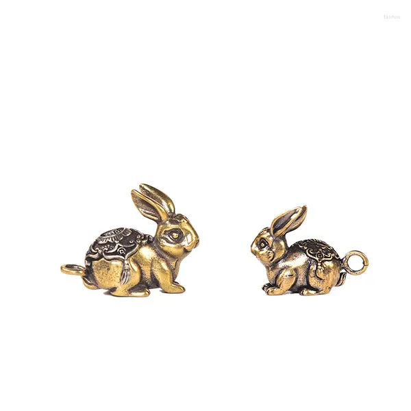 Figurines du zodiaque rétro en laiton, animaux de thé, pour porte-clés, pendentif, cadeau créatif mignon, 1 pièce