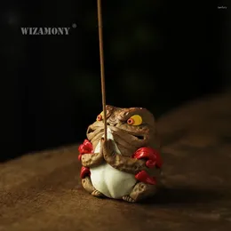 Tea Pets Wizamony Jingdezhen, sapo inmortal, palo de incienso tallado a mano para atraer la riqueza, incensario, tetera puramente hecha a mano