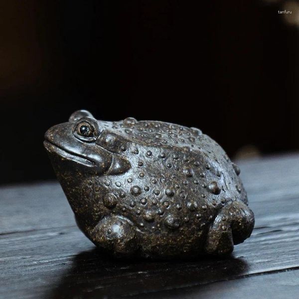 Thé Pites Yixing Purple Sand Golden Toad Pet à trois pattes Ornement peut soulever des accessoires de cérémonie de grenouille qui changent de couleur
