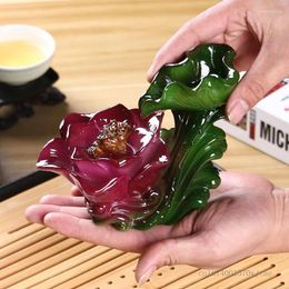 Tea animaux de compagnie zhaocai couleur change lotus animal résine petit ornement chanceux de création mini accessoires accessoires boutique décoration 1pc