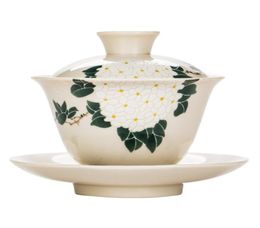 Théière en céramique faite à la main Kung Fu Gaiwan, service à thé créatif en chrysanthème peint à la main, bol de bureau avec verres 20219531965