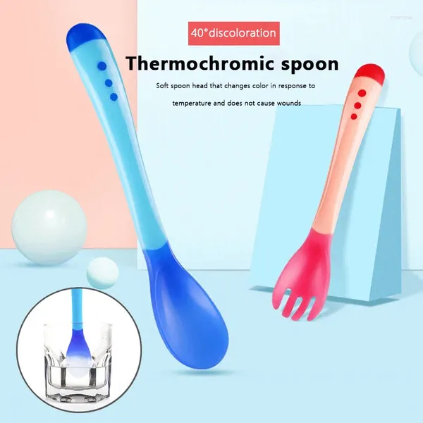 Scoops de thé 1 pièce Température Couleur sensible à la couleur Sponing Silicone à pointe douce alimentation et à manger