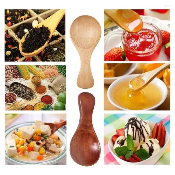 Mini cuillère en bois, cuillère à thé, miel, café, condiments, sel, sucre, outils de cuisine, Gadgets de cuisine à manche court, 1 pièce