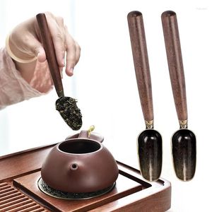Cuillères à thé rétro en bois massif, cuillère à thé en ébène, accessoires de cérémonie KongFu, outils créatifs, 1 pièce