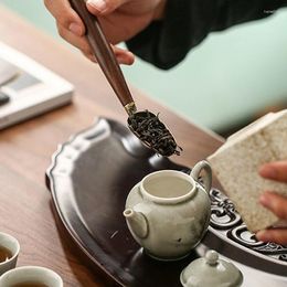 Cuillère à thé en ébène, 1 pièce, cuillère à thé en bois naturel, feuilles rétro, pelle au choix, accessoires de cérémonie KongFu, cuillère