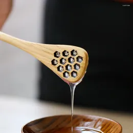 Cuillères à thé en bois, nid d'abeille, motif cœur, trempette à miel, bâton de mélange, cuillère pour café, outils de cuisine, 1 pièce