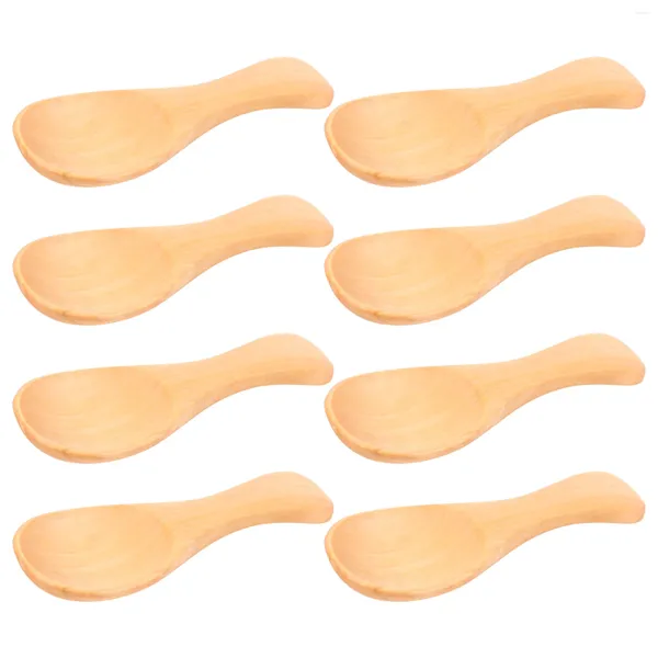 Cucharas de té, 8 Uds., cuchara pequeña de madera para sal, condimentos de madera maciza, cucharadita de miel hecha a mano, condimento, azúcar, café, mermelada, mostaza, hielo