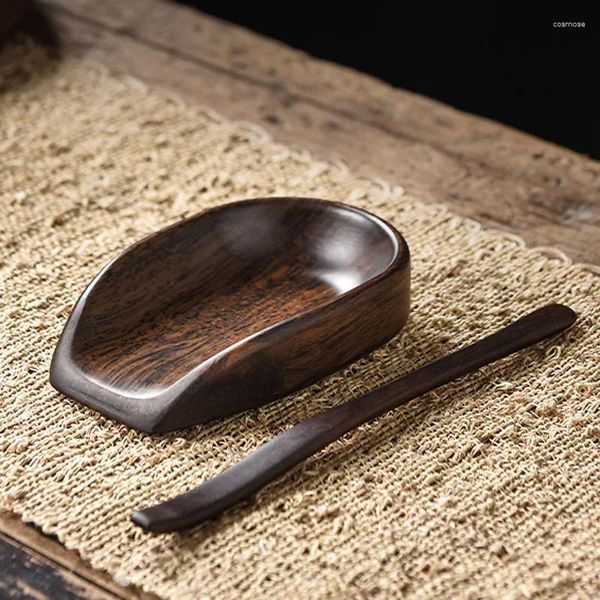 Cucharas de té Cuchara de madera maciza Juego de soporte de madera maciza Ceremonia Seis artículos Pala Dividir