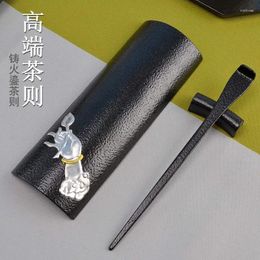 Cuillères à thé, ensemble d'ustensiles en fer de Style japonais, aiguille en étain/cuillère à thé incrustées à la main, accessoires de cérémonie Cha Ze