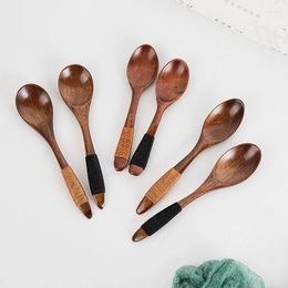 Scoops de thé à style japonais cuillère en bois mini soupe louche miel sucre sel assaisonnement scoop desert café remuer