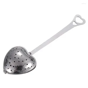 Scoops de thé Spoon à poignée longue passoire à poignée à poignée longue réutilisation réutilisable du trou en maille en forme de cœur plus raide Infuseur de feuille en vrac pour la maison