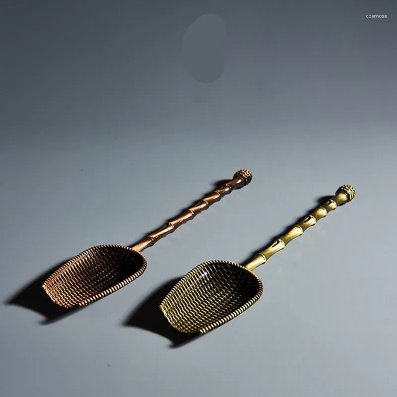 Mini cucharas de té Mini cucharas Vintage Spoon de sal de azúcar Spoon retro de cobre retro Accesorios chino Kongfu Vedina