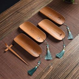 Tea Scoops Natural Bamboo Ceremony Accesorios Reglas de aguja Clip Set de tres piezas China