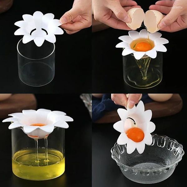 Positas de té Plastic Separator / White Yema Divider Gadgets Herramientas para hornear Lindo extractor de diseño de flores