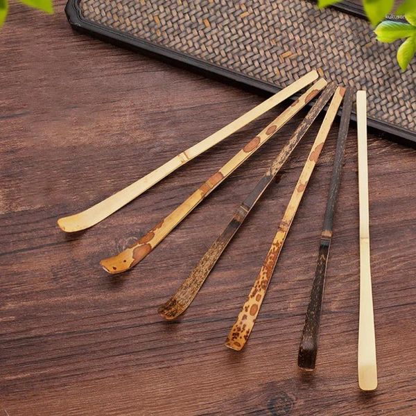 Cucharas de té, utensilio de cocina de madera, palitos de Matcha, utensilios de té, especias, cuchara, herramienta de cocina de bambú negro