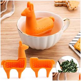 Theezeefjes Zetgroep Food Grade Sile Alpaca Shaped Creative Filter Losse Diffuser Herbruikbare Drop Delivery Home Garden Kitchen Dining Dhfiz