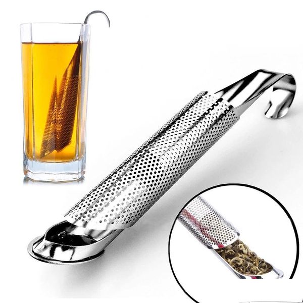 Coladores de té Accesorios de cocina Colador Increíble 304 Acero inoxidable Infusor Diseño de tubería Toque Sensación Titular Herramienta Cucharadita Filtro Dr Dhhgb