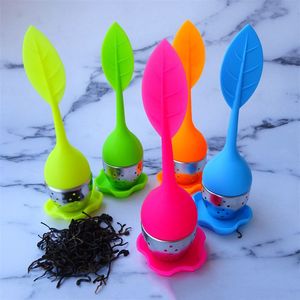 Thee-zeef Strainless Steel Creative Leaf Silicone Tea Ball Huishoudelijk Lekkende theetas Lekfilter Keukengereedschap Kleine Supplies LT0143