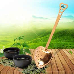 Filtro de herramienta de té agarre largo malla de acero inoxidable colador en forma de corazón cucharas cuchara Infusor de té