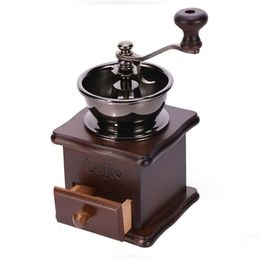 Outils de thé Retro Design Coffee Manual Herbes Herbes Hand Grinder vintage Burr Mill Grind Wholesale LZ0285 Drop Livrot Home Ga Dhjza