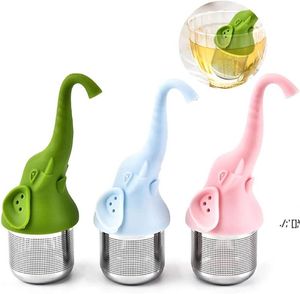 Outils à thé Passoire en silicone pour infuseur à thé en forme d'éléphant en acier inoxydable pour thés et gadgets de cuisine à base de plantes LLF12498