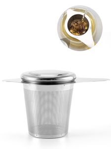 Herramientas de té Infusor de té suelto de acero inoxidable Infusor de café con tapa Colador de malla Filtro de hierbas Gran capacidad PHJK2203