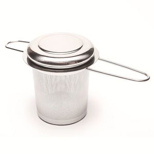 Theetools Rvs Mesh Losse Leaf Tea Infuser Sintelliffuser Met Deksel Vouwen Handvat Spice Filter Steeper Xbjk2203