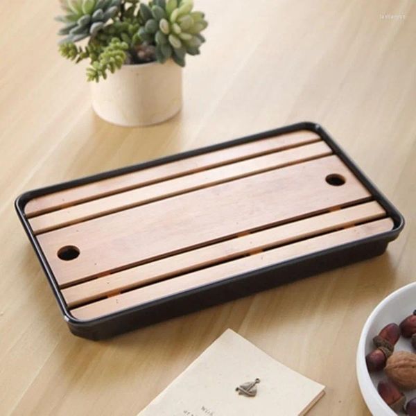 Trays à thé 1300 ml BAMBOO TRAY-Japonais Imitation Ceramics Set-Drainage Rangement Water Tray-Room Board-Chinese Tools