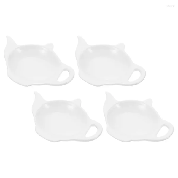 Bandejas de té 4 PCS Bolsas Platos de soporte de platillo de cerámica Contenedores blancos de gran tamaño para platos de inmersión pequeños