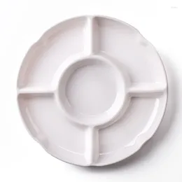 Bandejas de té 5 Bandeja de plástico redonda combinada Tamaño del compartimento de melamina: 13 pulgadas Partition blanco