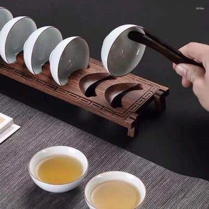 Plateaux à thé accessoires tasse stockage égouttoir Portable pliable ensemble de support cérémonie plateau en bambou
