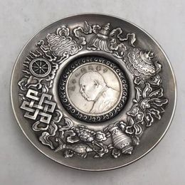 Theeslezen antiek diverse collectie koper zilveren platen acht gunstige kralen schotel ceremonie favoriet Sil