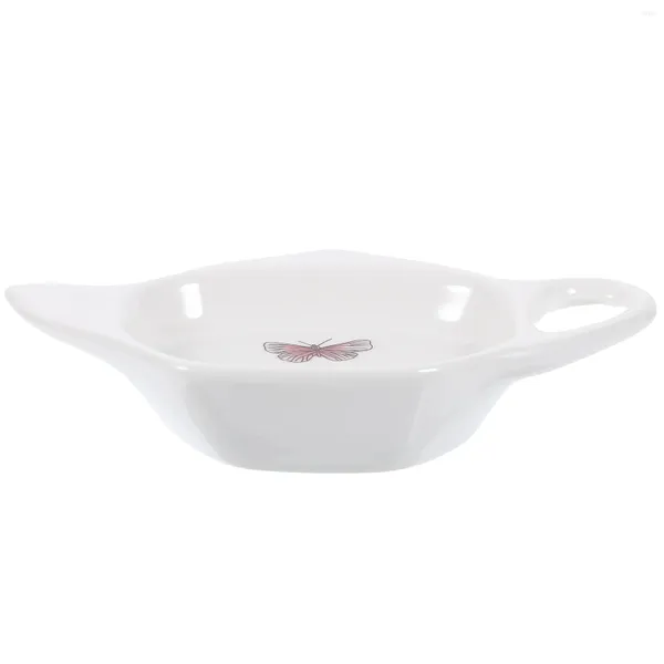 Bandejas para té, bolsa, soporte en forma de tetera, soporte para cuchara, plato de especias, platillo, bandeja de bolsita de té de porcelana blanca, cerámica