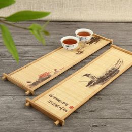 Plateaux de thé tapis bambou sèche brassage petit plateau imprime Fengcha drag rectangulaire
