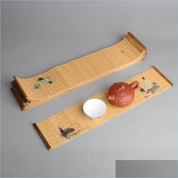 Theebladen bamboe thee loper Chinese Japanse zen weven matten tafel lopers gordijnen ceremonie accessoires drop levering home tuin ki dh8lm