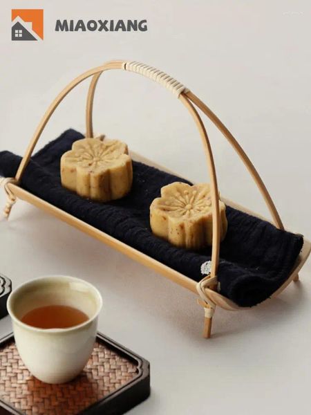 Bandejas de té de toallas de bambú asiento de cesta de cesta de cesta de cesta de canasta almacenamiento de bandeja de bandeja de almacenamiento de kungfu accesorios de madera