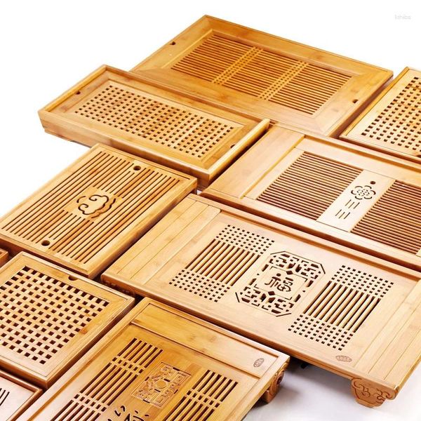 Plateaux à thé plateau en bambou ménage Simple Drainage rectangulaire petit ensemble de Table grand tiroir Type de stockage d'eau
