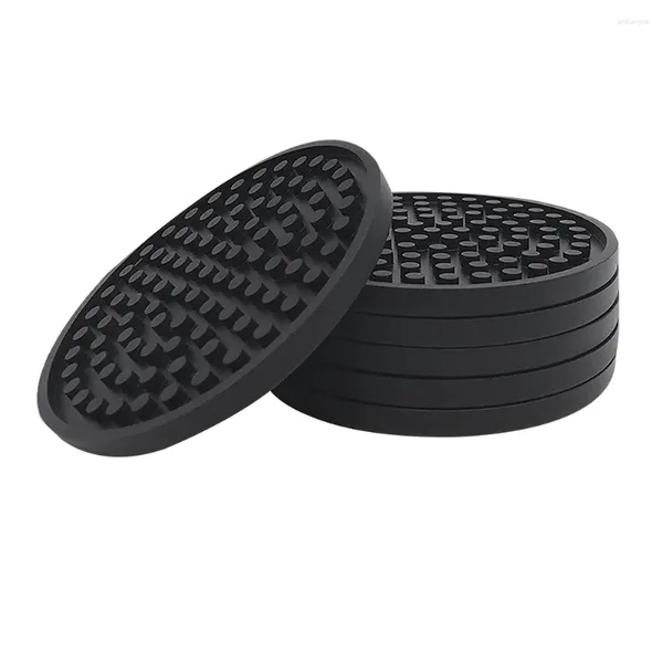 Trays de thé Round Round Silicone Rubber Drink Coasters (Set of 6) Non-Slip Perfect for Homes Bars