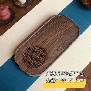 Plateaux de thé noire noix en bois massif sec sec de fenêtre chinoise ouverte ouverte porte-pot de pot pour petite table à la maison