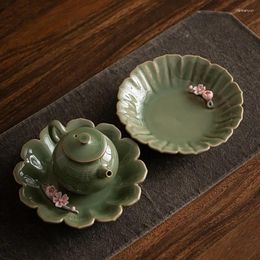Plateaux de thé plateau en céramique pincement à la main poêle à fleurs idées de cuisson accessoires mate