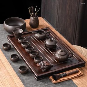 Trays de thé cérémonie de sable violet ensemble chinois bulle matcha voyage japonais animal de compagnie gaiwan juego de te te chino tasses